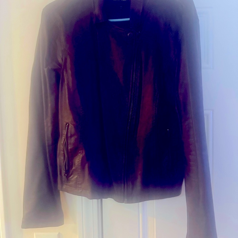 Women's Deep Wine Color Faux Leather Jacket